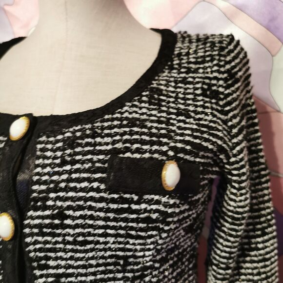 MA*RS Cardigan Small Black Chanel Style Casual Office Party Jfashion Sweater Y2K - Picture 9 of 11